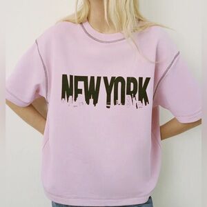 ZARA New Woman New York Sweatshirt Pink